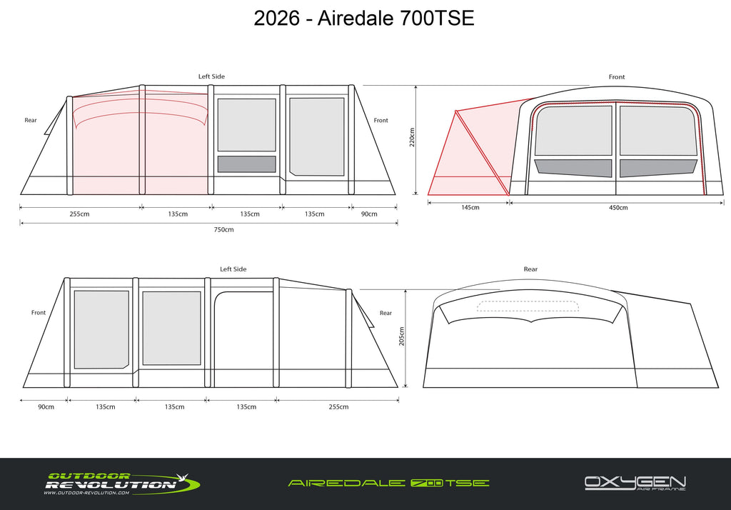 Outdoor Revolution Airedale 7 TSE Tent Package Free Footprint and Annexe Inner