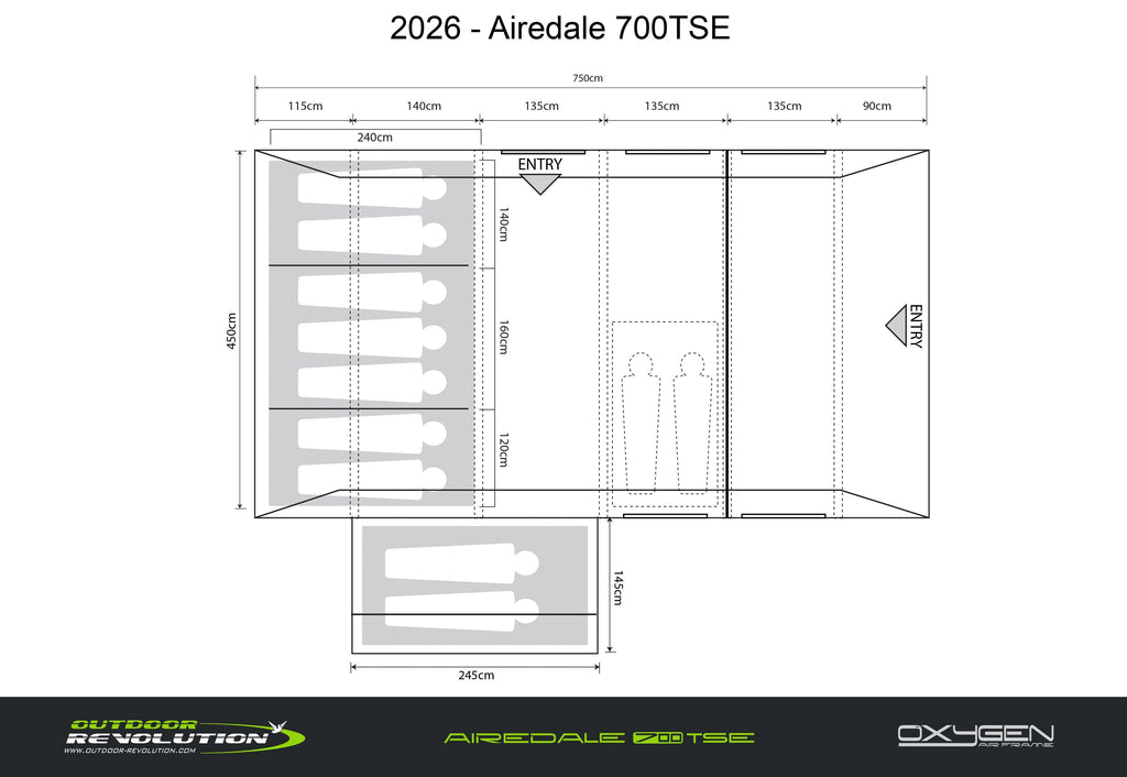 Outdoor Revolution Airedale 7 TSE Tent Package Free Footprint and Annexe Inner