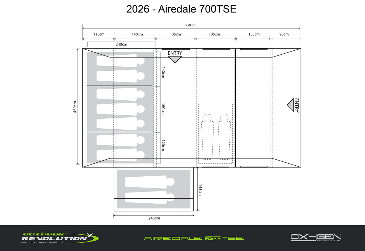 Outdoor Revolution Airedale 7 TSE Tent Package Free Footprint and Annexe Inner
