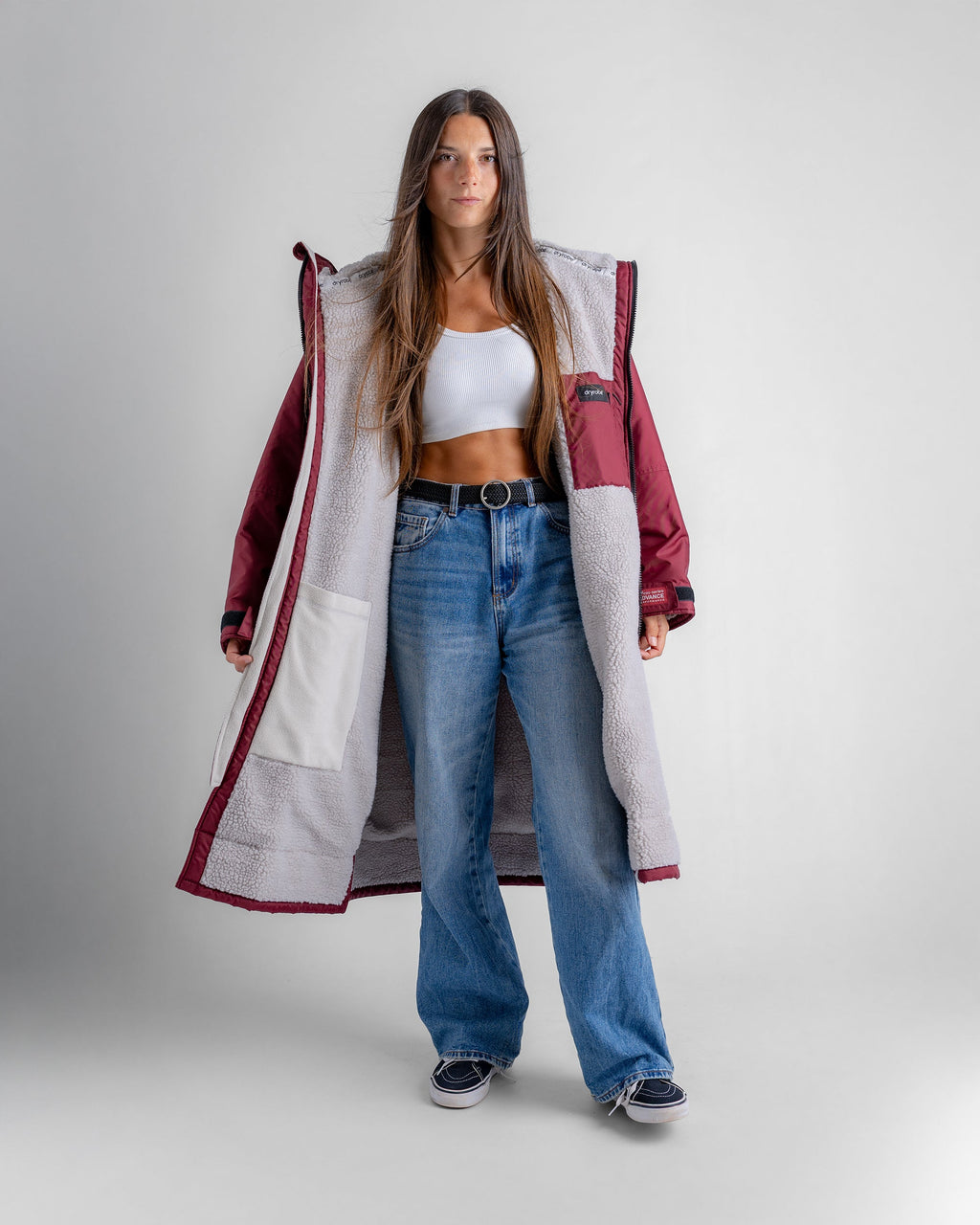 Dryrobe Advance Long Sleeve Burgundy Grey Advance Changing Robe