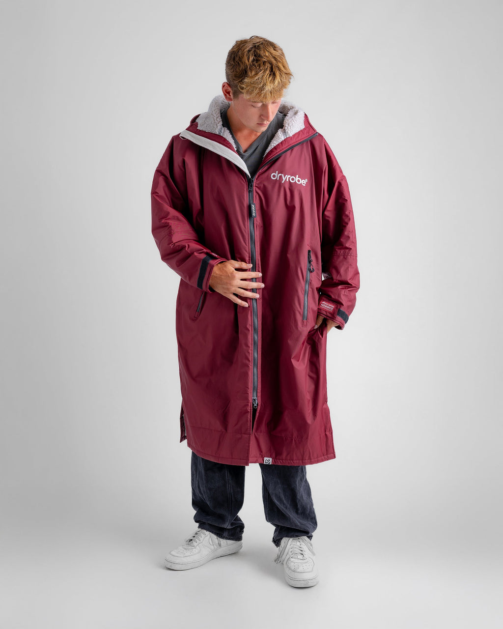 Dryrobe Advance Long Sleeve Burgundy Grey Advance Changing Robe