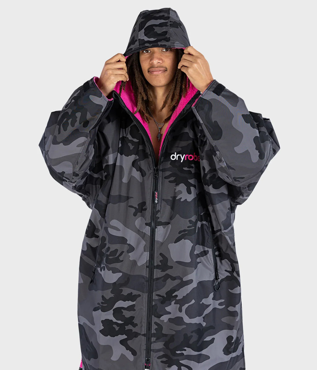 Dryrobe Advance Long Sleeve Black Camouflage Pink - RECYCLED