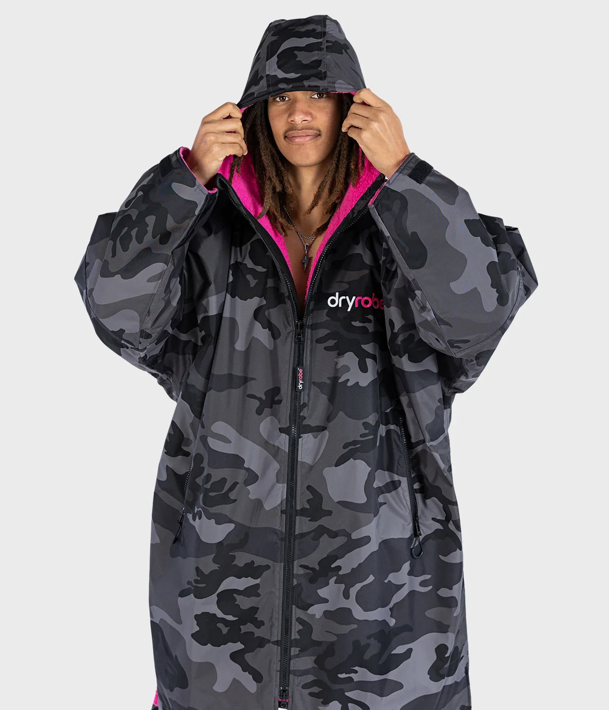 Dryrobe Advance Long Sleeve Black Camouflage Pink - RECYCLED