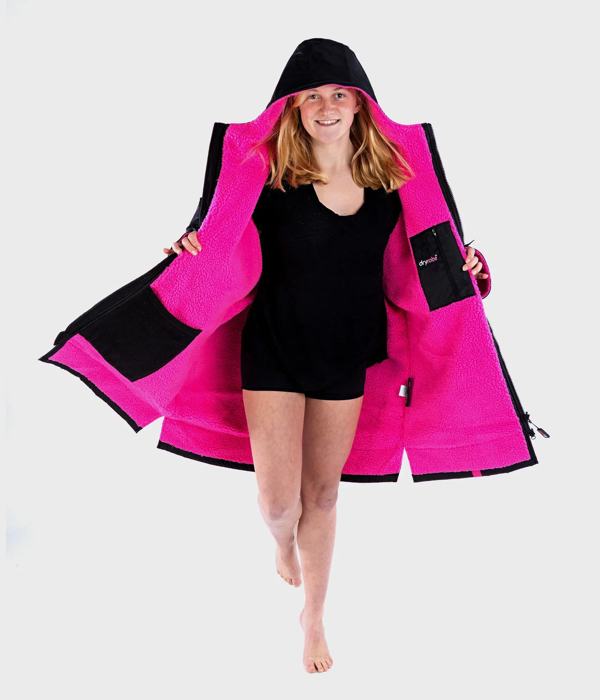 Dryrobe Advance Kids Long Sleeve BLACK PINK - RECYCLED