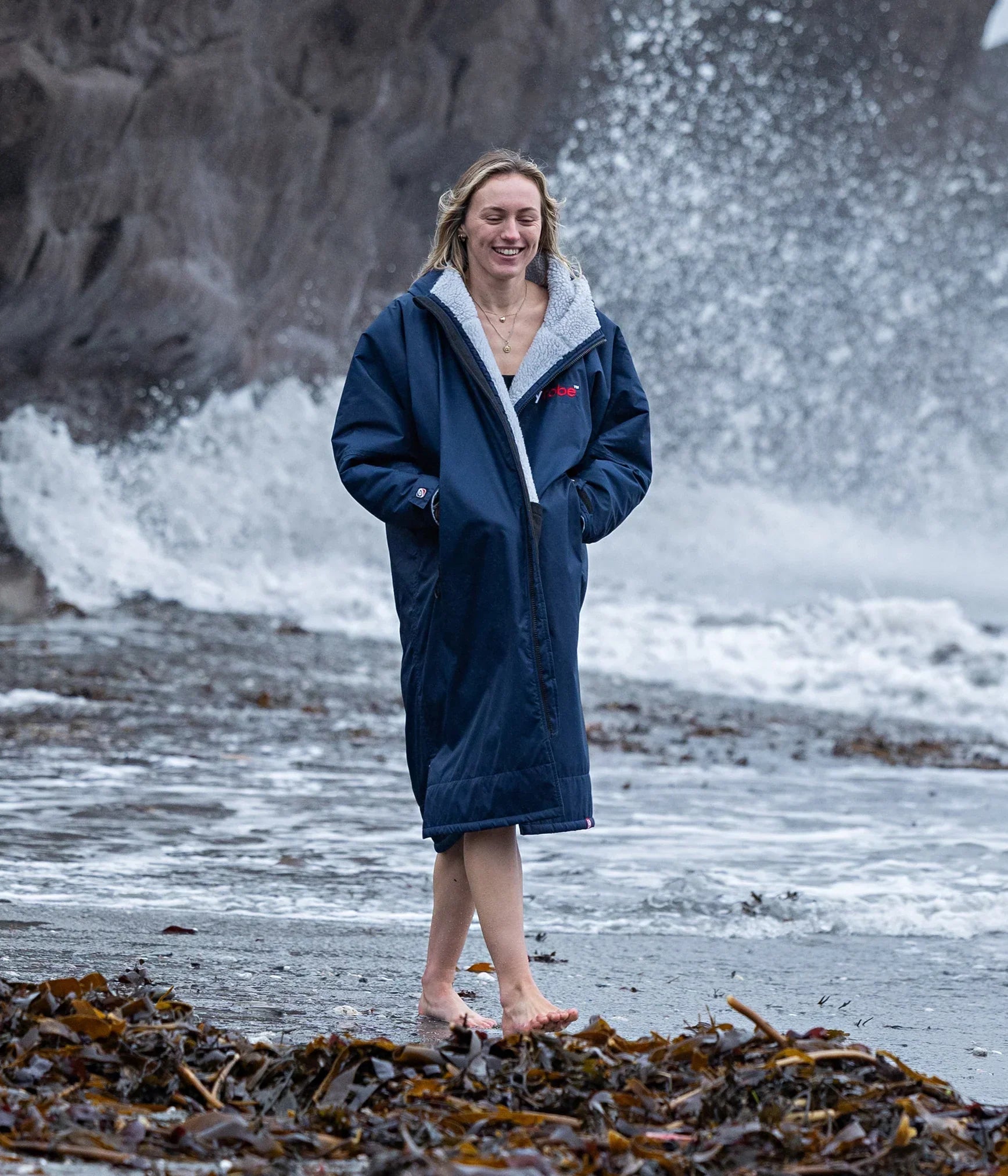 Dryrobe Advance Long Sleeve Navy Blue Grey - RECYCLED