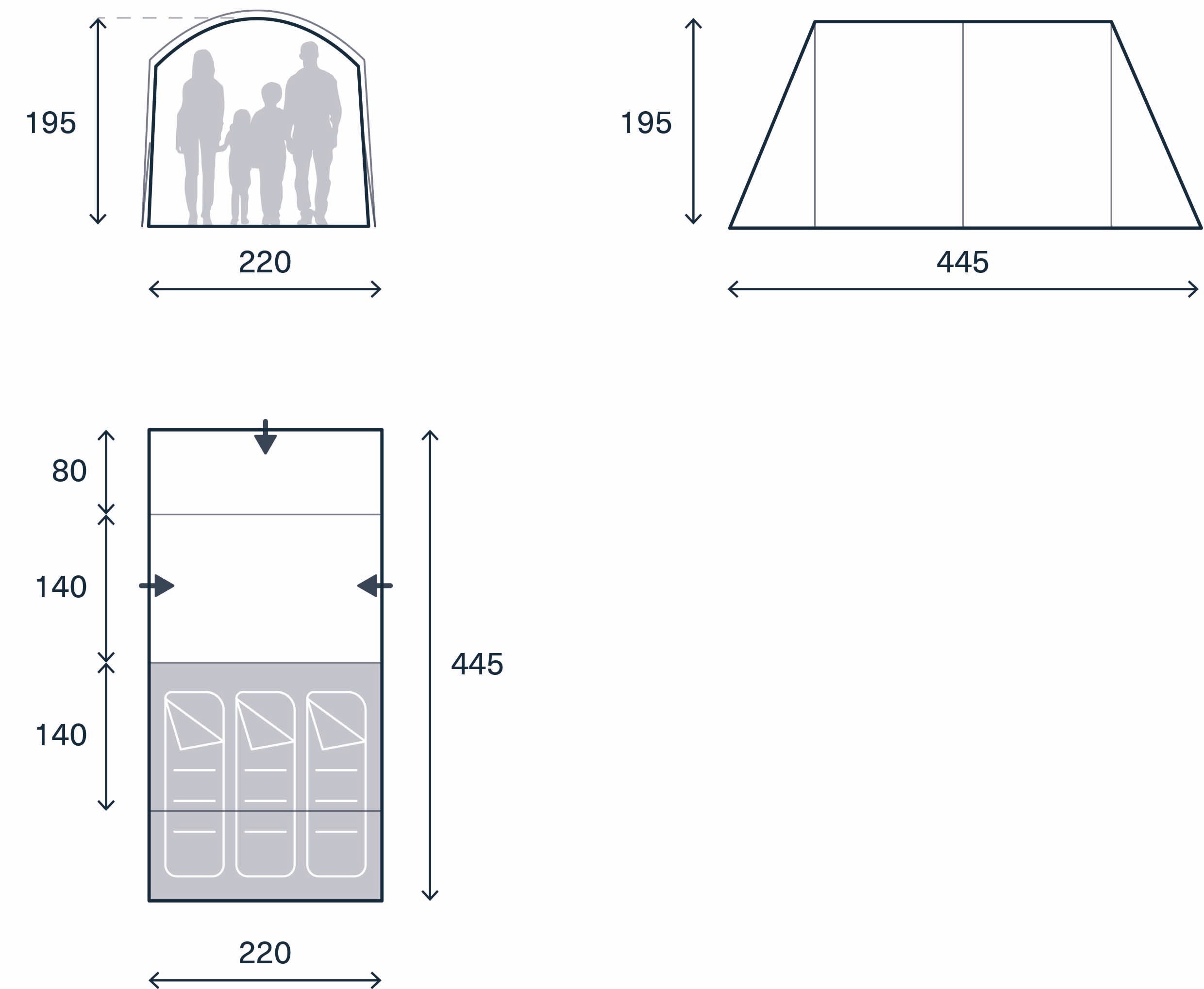 Kampa Sandwood 3 Tent (Poled)