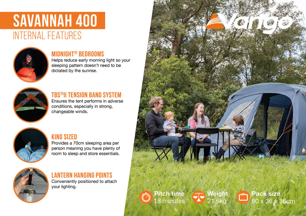 Vango Savannah 400 Tent Package with FREE Footprint