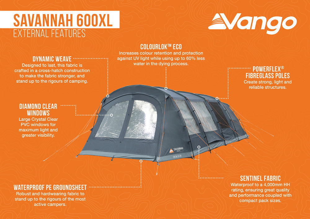 Vango Savannah 600XL Tent Package FREE Footprint